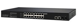 LW-32022MS. Switch 16xFE/PSE, 2xRJ45/SFP, L2 managed, chống sét