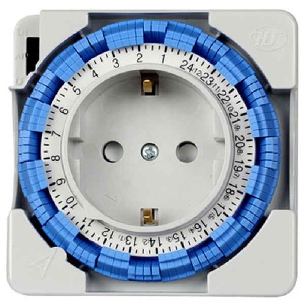 HTS-24BF- Thiết bị hẹn giờ dạng cơ, c/trình 24h, 96 phân đoạn, pin 72h.