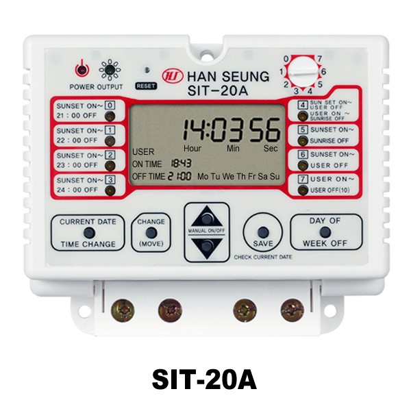 SIT-20A- Thiết bị hẹn giờ kỹ thuật số, chương trình tuần, ngắn nhất 1 phút.