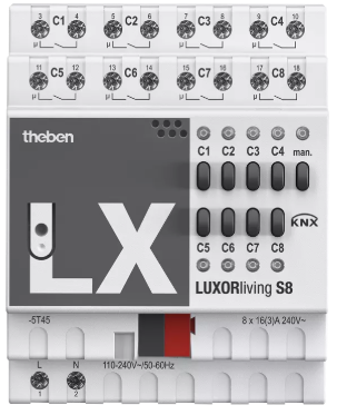 LUXORliving S8. Bộ điều khiển đóng ngắt 8 kênh
