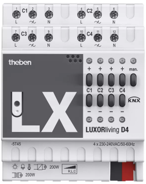 LUXORliving D4. Mô đun điều khiển độ sáng, 4 kênh.