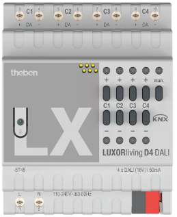 LUXORliving D4 DALI. Bộ điều khiển DALI broadcast 4 kênh.