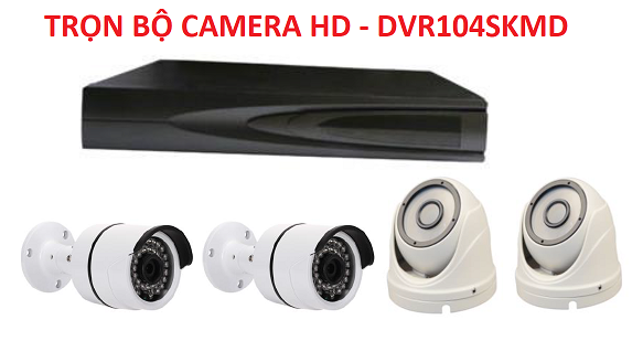 DVR104SKMD. Bộ 4 camera 720p, hồng ngoại và đầu ghi hình.