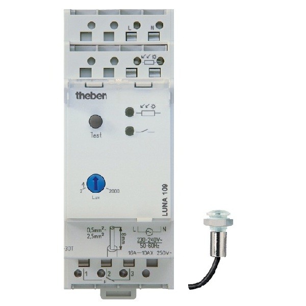 LUNA 109 EL. Công tắc cảm ứng ánh sáng, 2~2.000lx, trễ bật/tắt: 60/60s.