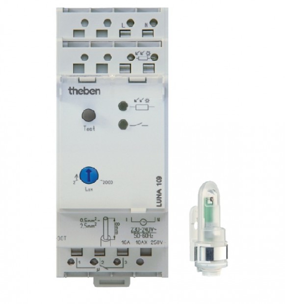 LUNA 109 AL. Công tắc cảm ứng ánh sáng, 2~2.000lx, trễ bật/tắt: 60/60s.