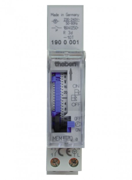 MEM 190 a. Công tắc thời gian, hàng tuần/2h, 1 kênh, pin 72h.
