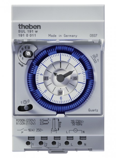 SUL 191 w. Công tắc thời gian analog, tuần, 1 kênh, pin dự phòng.