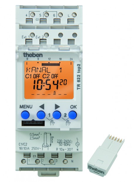TR 622 top2. Công tắc thời gian KTS, tuần/1 giây (ngắn nhất), 2 kênh, thẻ nhớ.