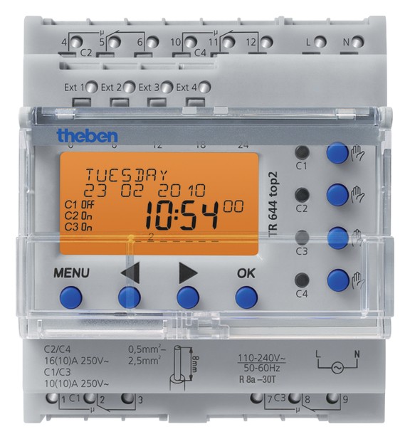 TR 644 top2 Công tắc thời gian KTS, hàng năm/1 giây, 4 kênh.