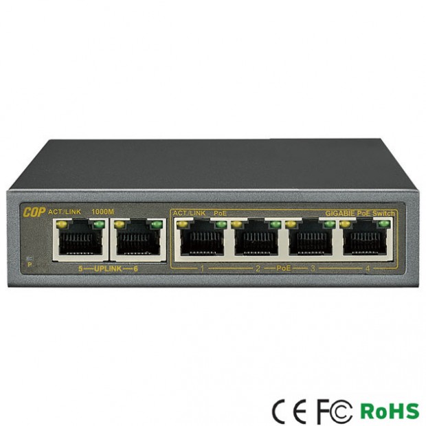 LW-60620G. 4 Ports Gigabit PoE + 2 Ports Gigabit Uplink Switch