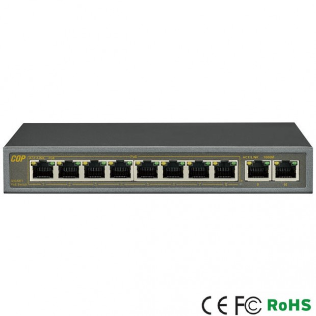 LW-61020G. 8 Ports Gigabit PoE + 2 Ports Gigabit Uplink Switch