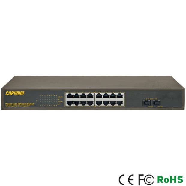 LW-61802G. Switch 16 Ports GE/PoE + 2 SFP