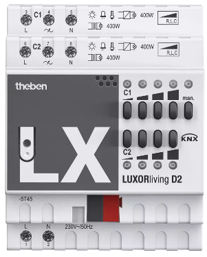 LUXORliving D2. Mô đun điều khiển độ sáng, 2 kênh.