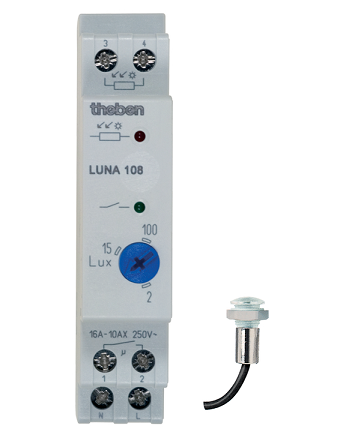 LUNA 108 EL. Công tắc cảm ứng ánh sáng, 2~100lx, trễ bật/tắt: 20/80s