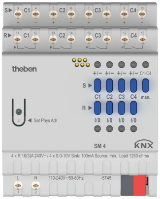 SM 4 KNX. Bộ điều khiển 0-10, 1-10, 4 kênh KNX.