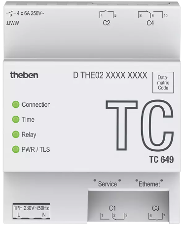 TC 649. Công tắc thời gian điều khiển qua mạng LAN, 4 kênh.