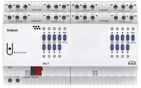 JM 8 T KNX. Bộ điều khiển rèm, 8 kênh, KNX.
