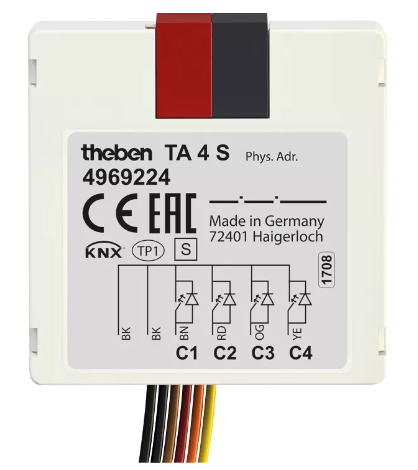 TA 4 S KNX.  Bộ chuyển đổi tín hiệu nhị phân, 4 kênh, KNX.