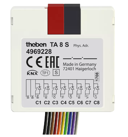 TA 8 S KNX. Bộ chuyển đổi tín hiệu nhị phân, 8 kênh, KNX.