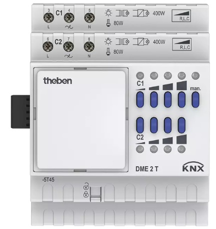 DME 2 T KNX. Bộ điều khiển cường độ sáng, 2 kênh, KNX mở rộng.